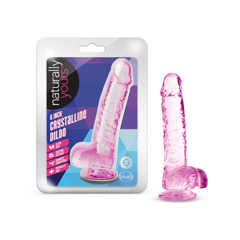 NATURALLY YOURS  6" CRYSTALLINE DILDO  ROSE